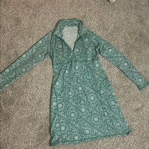 Soybu Green Empire Waist Polo Collar Dress
